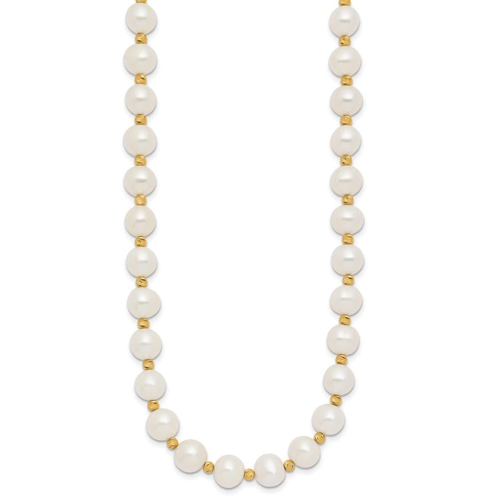 14K Yellow Gold 8-9mm White Cultured Pearl and D.C. 18 inch Necklace