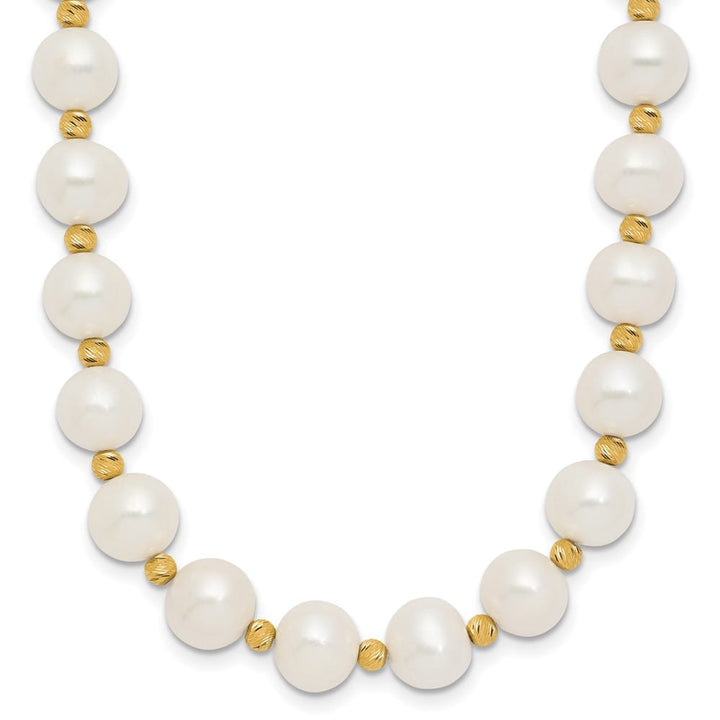 14K Yellow Gold 8-9mm White Cultured Pearl and D.C. 18 inch Necklace