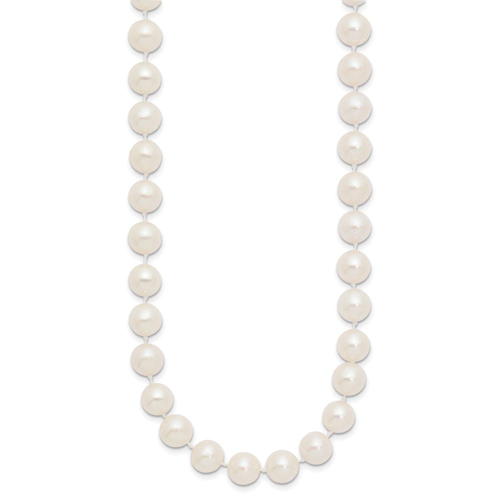 14K Yellow Gold 8-9mm White Near-Round Cultured Pearl 18 inch Necklace