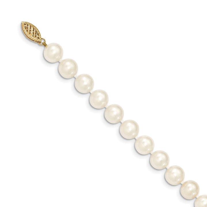 14K Yellow Gold 8-9mm White Near-Round Cultured Pearl 20 inch Necklace