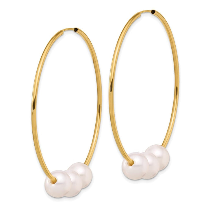 14K Yellow Gold 8-9mm White Round Freshwater Cultured Earrings