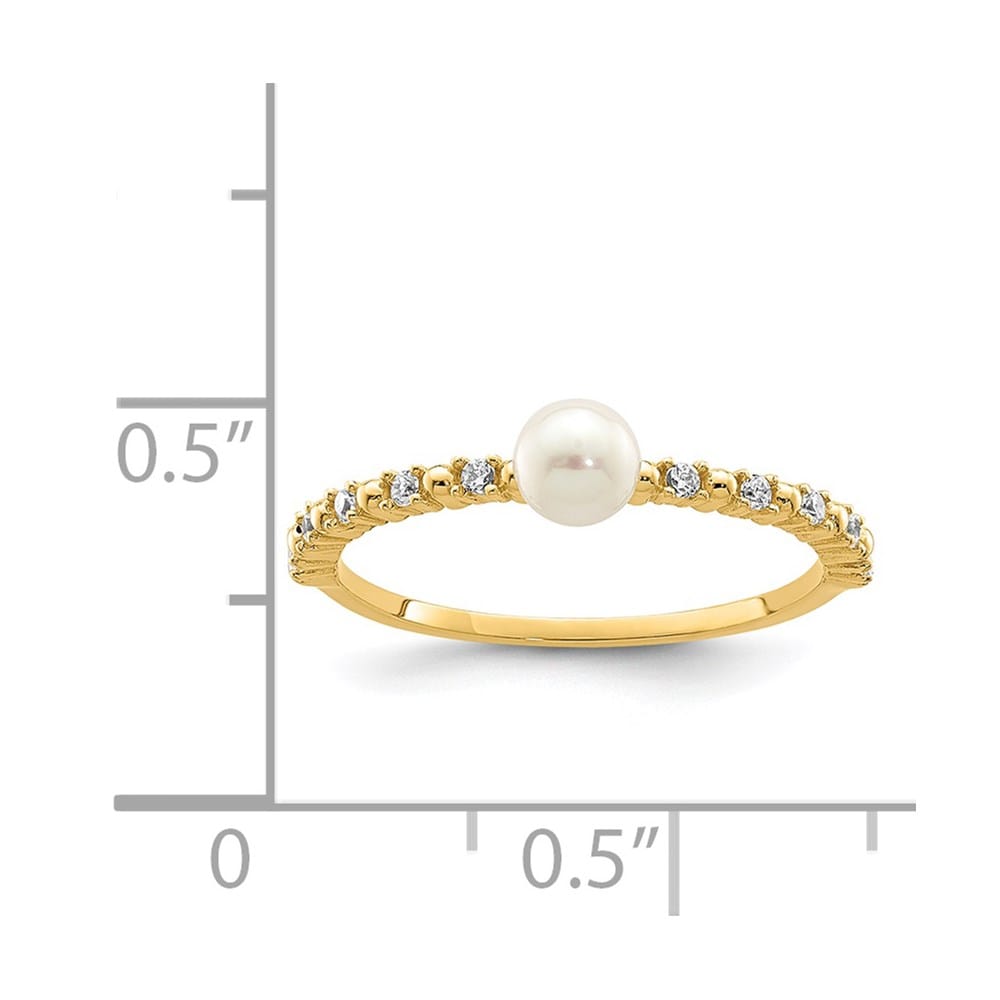 14k Yellow Gold .85 mm White Button Freshwater Cultured Pearl Ring Refundable Stock Size 4 Only