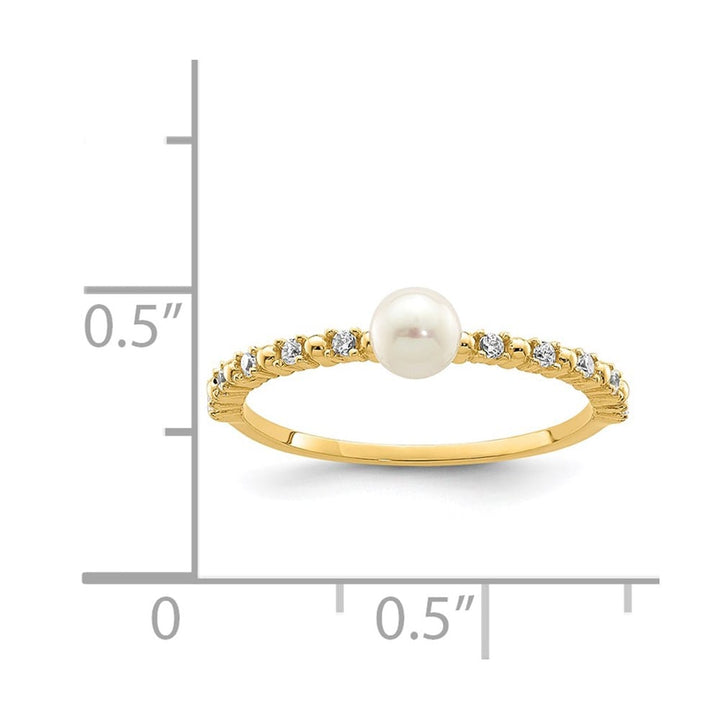 14k Yellow Gold .85 mm White Button Freshwater Cultured Pearl Ring Refundable Stock Size 4 Only