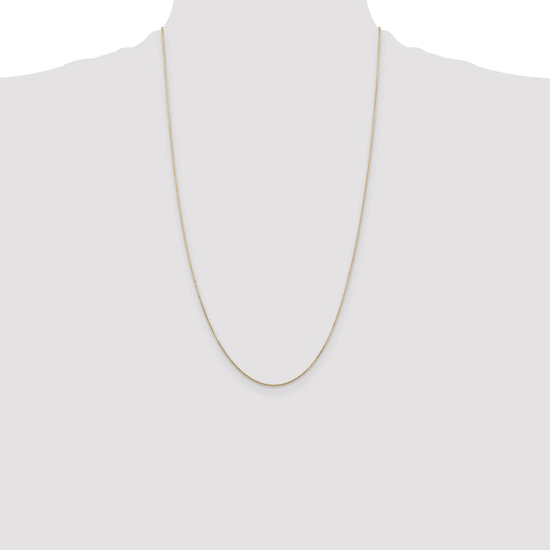 14K Yellow Gold .8mm D.C. Round Open Link Cable Chain 26 Inch