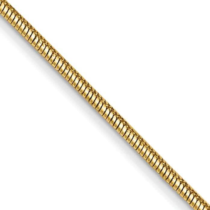 14K Yellow Gold .8mm Round Snake Chain 14 Inch