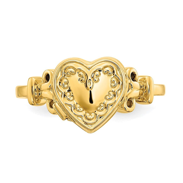 14k Yellow Gold (8x8 mm Photos) 10 mm Heart Locket Ring
