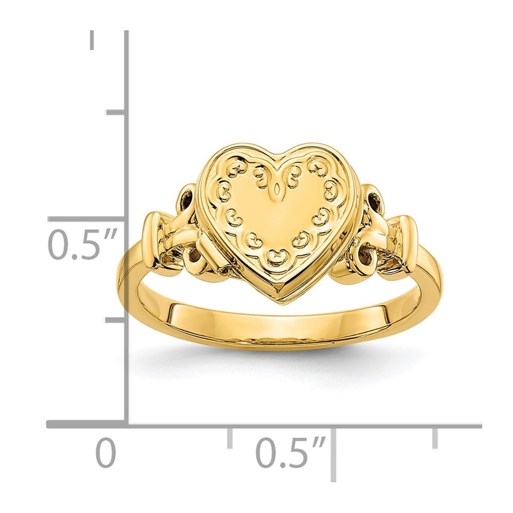 14k Yellow Gold (8x8 mm Photos) 10 mm Heart Locket Ring