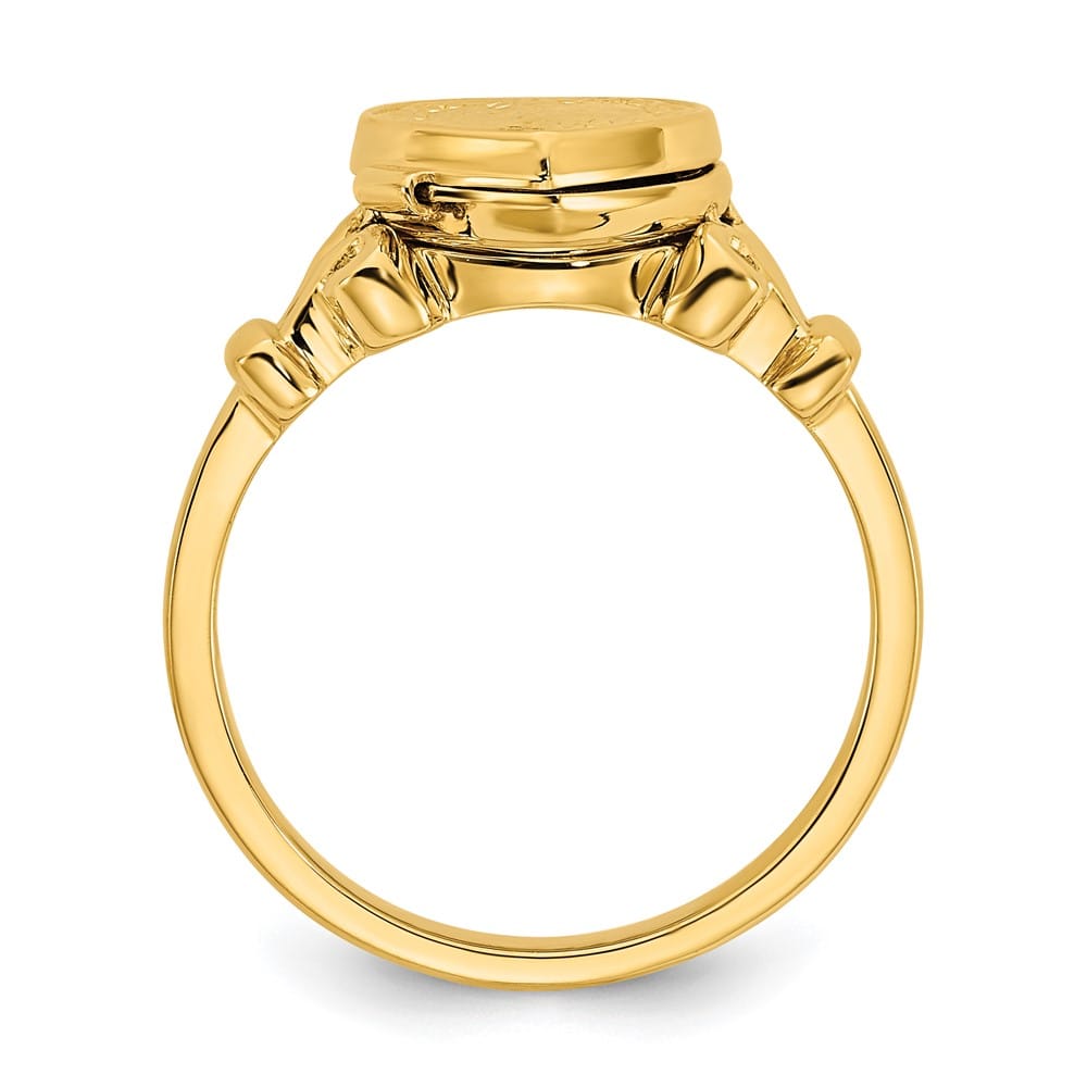14k Yellow Gold (8x8 mm Photos) 10 mm Heart Locket Ring