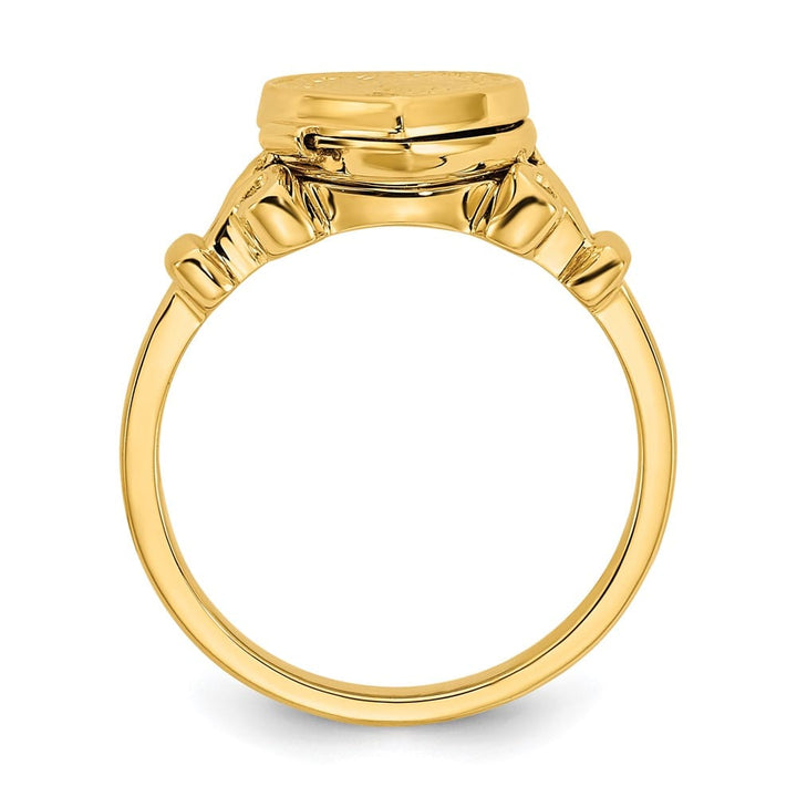 14k Yellow Gold (8x8 mm Photos) 10 mm Heart Locket Ring