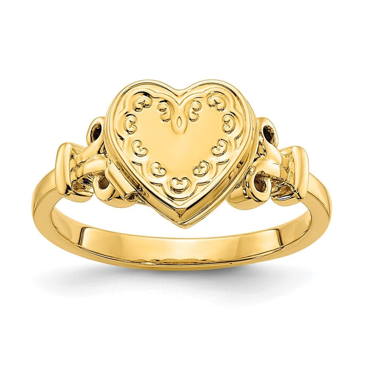 14k Yellow Gold (8x8 mm Photos) 10 mm Heart Locket Ring