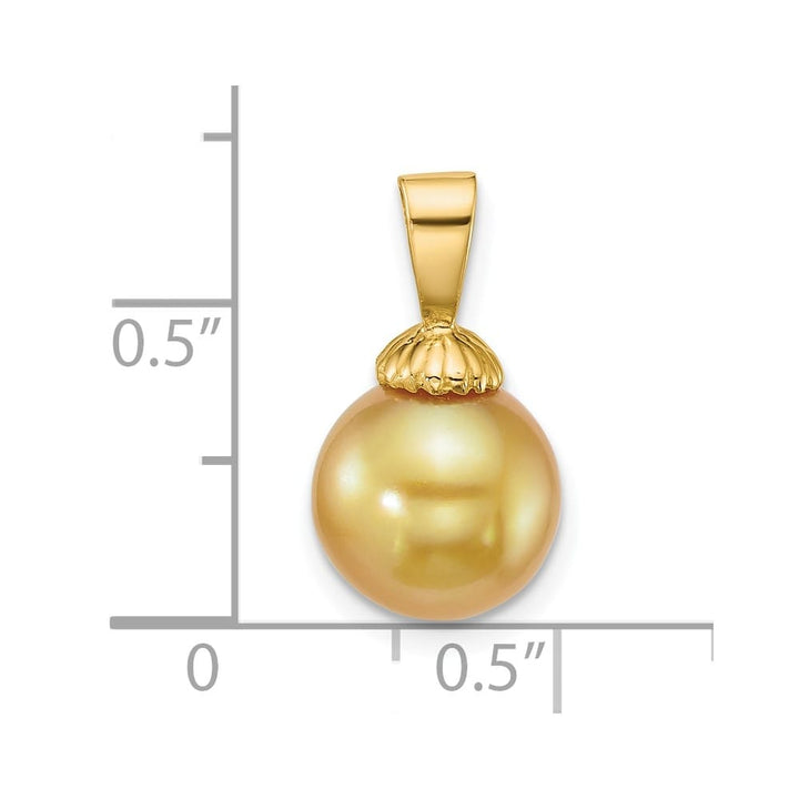 14K Yellow Gold 9-10mm Golden Round South Sea Cultured Pearl Pendant