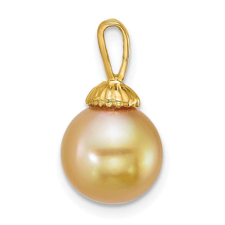 14K Yellow Gold 9-10mm Golden Round South Sea Cultured Pearl Pendant