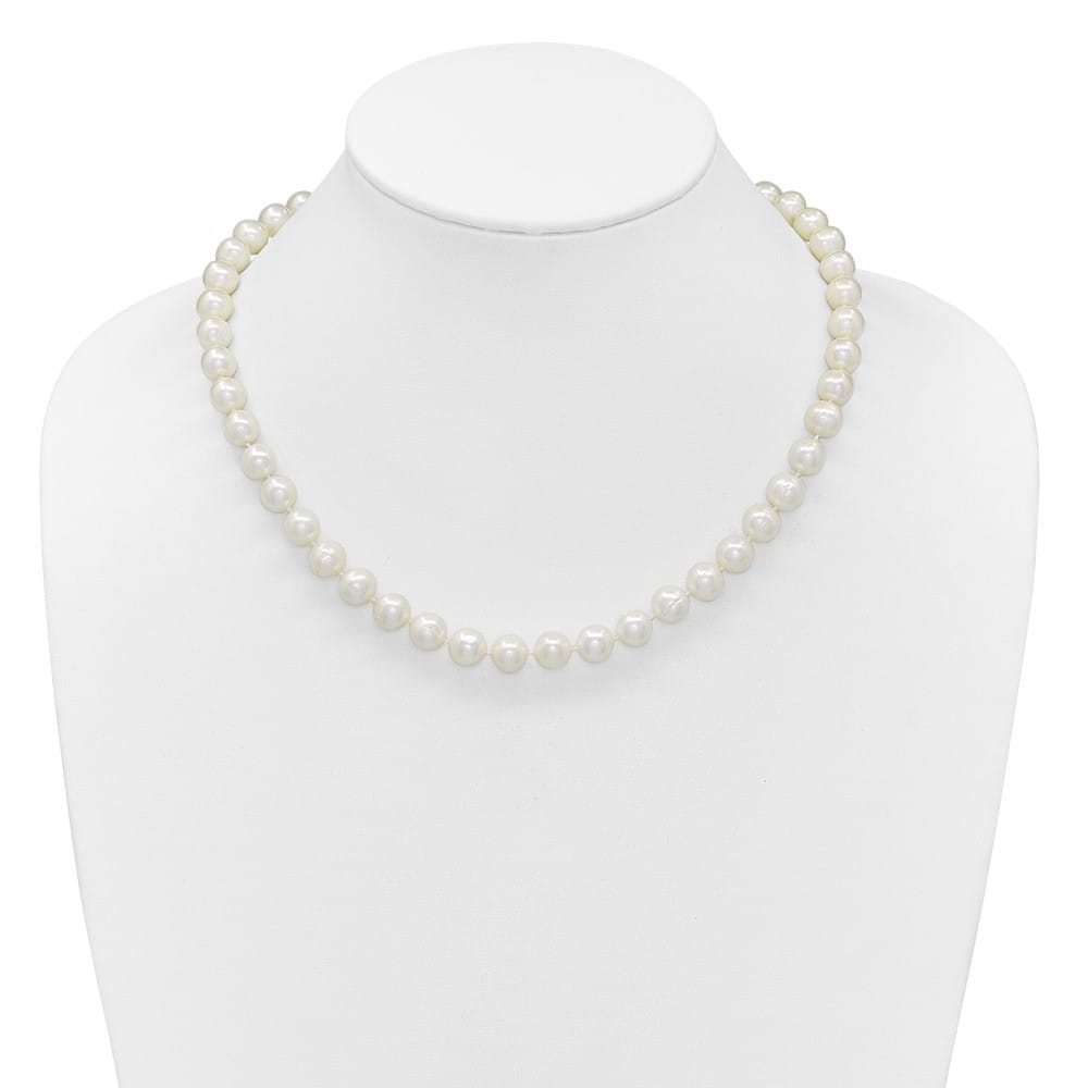 14K Yellow Gold 9-10mm Round White Cultured Pearl 18 inch Necklace
