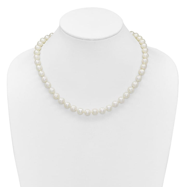 14K Yellow Gold 9-10mm Round White Cultured Pearl 18 inch Necklace