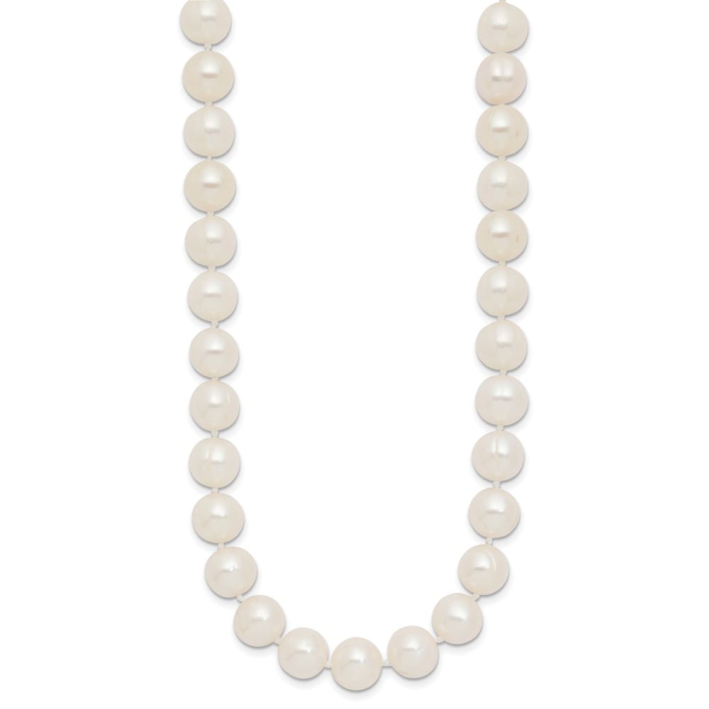 14K Yellow Gold 9-10mm Round White Cultured Pearl 18 inch Necklace