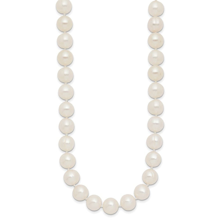 14K Yellow Gold 9-10mm Round White Cultured Pearl 18 inch Necklace