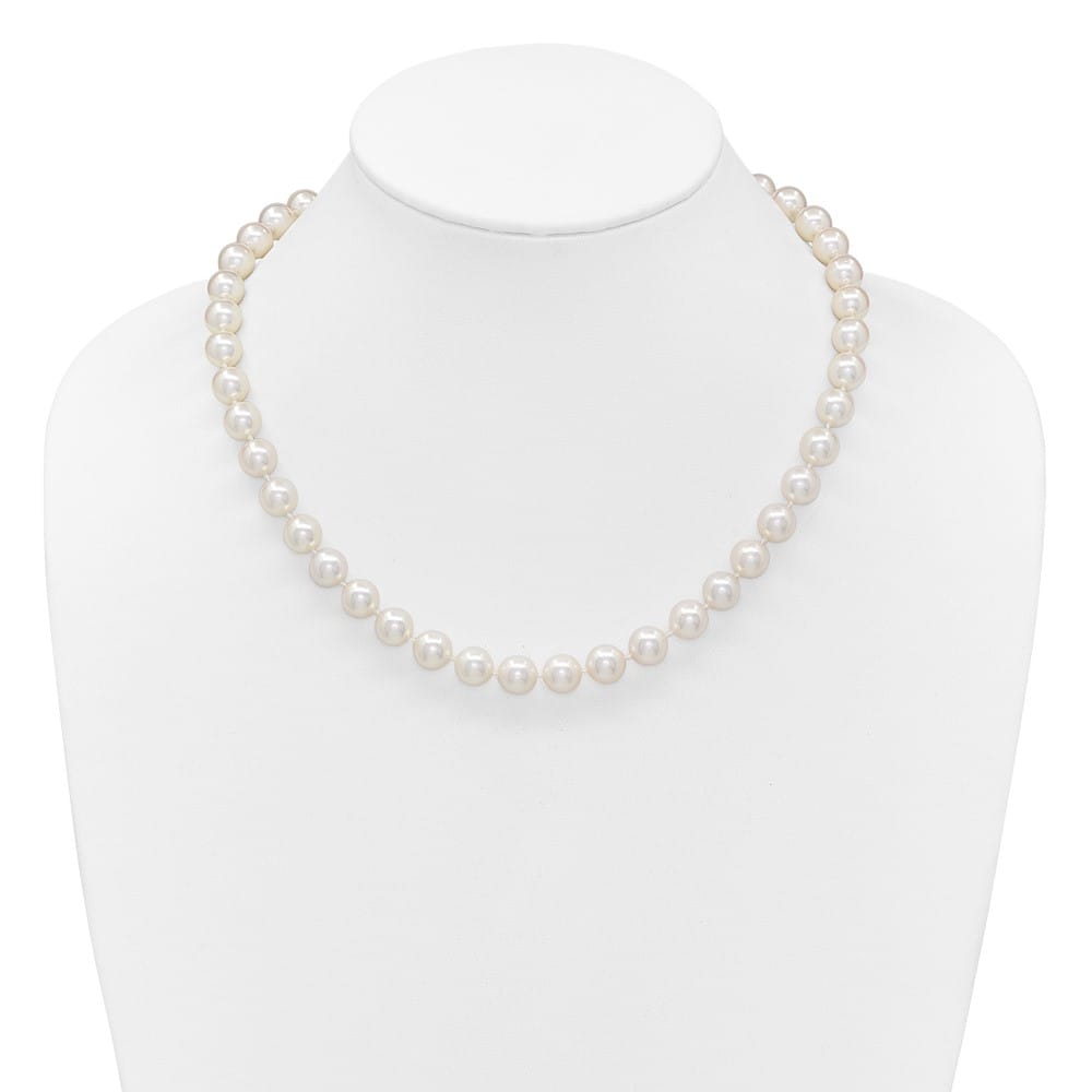 14K Yellow Gold 9-10mm White Akoya Cultured Pearl 19 inch Necklace