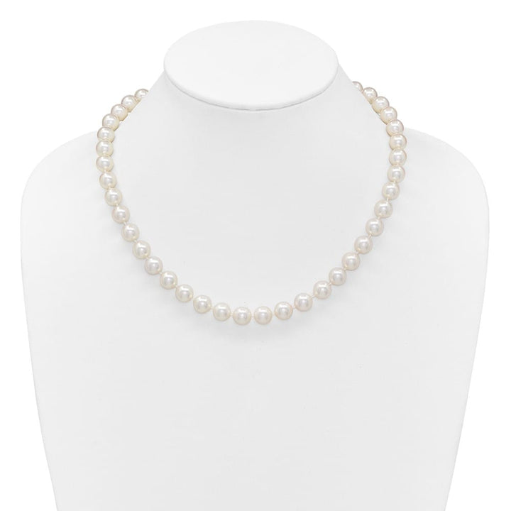 14K Yellow Gold 9-10mm White Akoya Cultured Pearl 19 inch Necklace