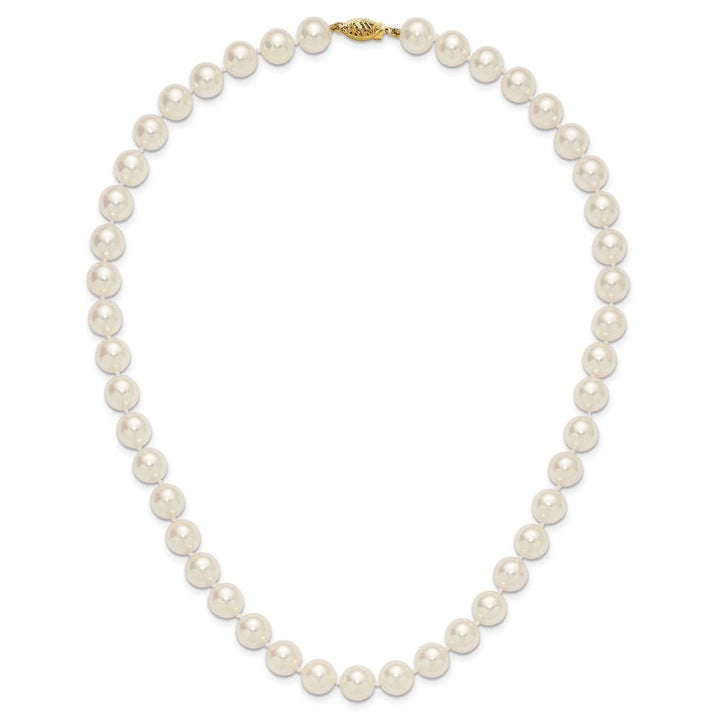 14K Yellow Gold 9-10mm White Akoya Cultured Pearl 19 inch Necklace