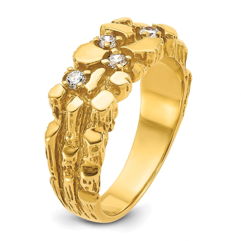 14k Yellow Gold 9.35 g 1/3 Carat Diamond Nugget Men's Ring