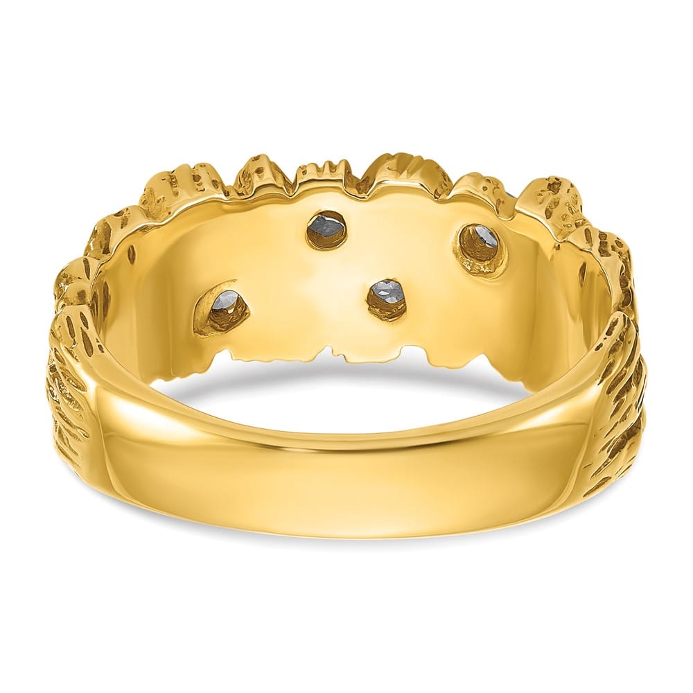 14k Yellow Gold 9.35 g 1/3 Carat Diamond Nugget Men's Ring