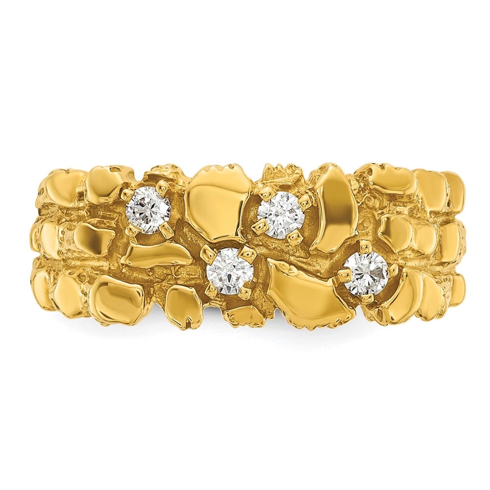 14k Yellow Gold 9.35 g 1/3 Carat Diamond Nugget Men's Ring