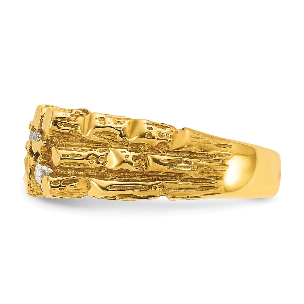 14k Yellow Gold 9.35 g 1/3 Carat Diamond Nugget Men's Ring