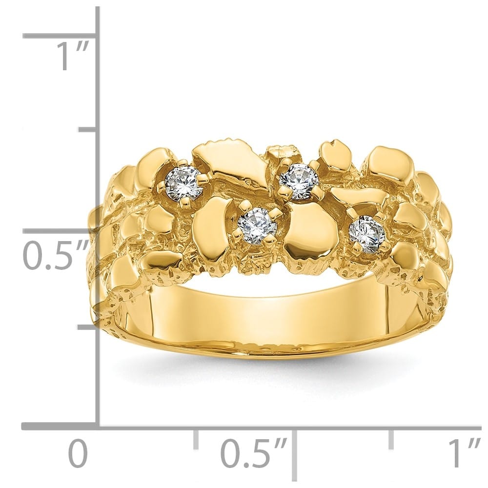 14k Yellow Gold 9.35 g 1/3 Carat Diamond Nugget Men's Ring
