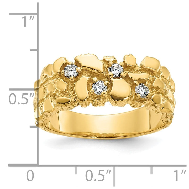 14k Yellow Gold 9.35 g 1/3 Carat Diamond Nugget Men's Ring