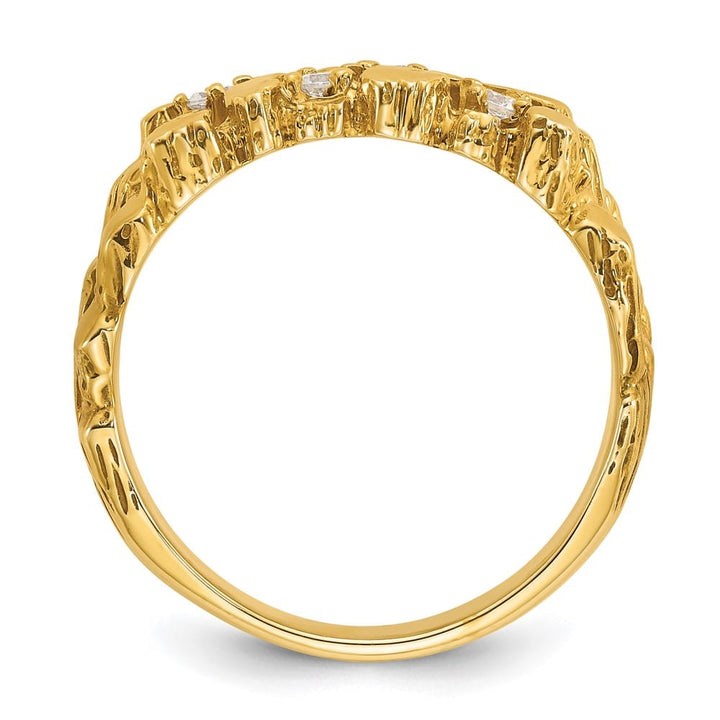 14k Yellow Gold 9.35 g 1/3 Carat Diamond Nugget Men's Ring