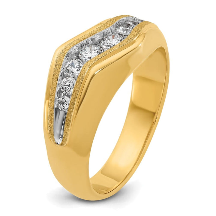 14k Yellow Gold 9.45 g and Satin I1 Quality Diamond Men's Ring