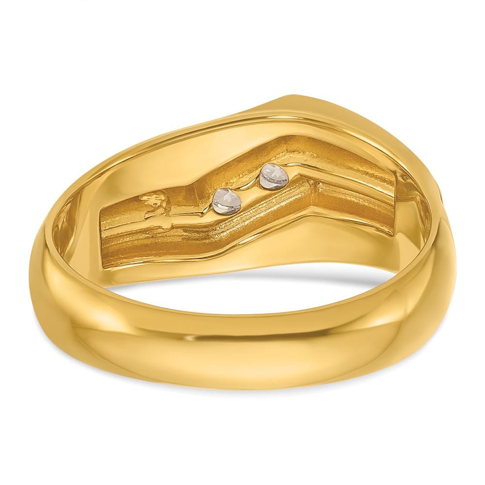 14k Yellow Gold 9.45 g and Satin I1 Quality Diamond Men's Ring