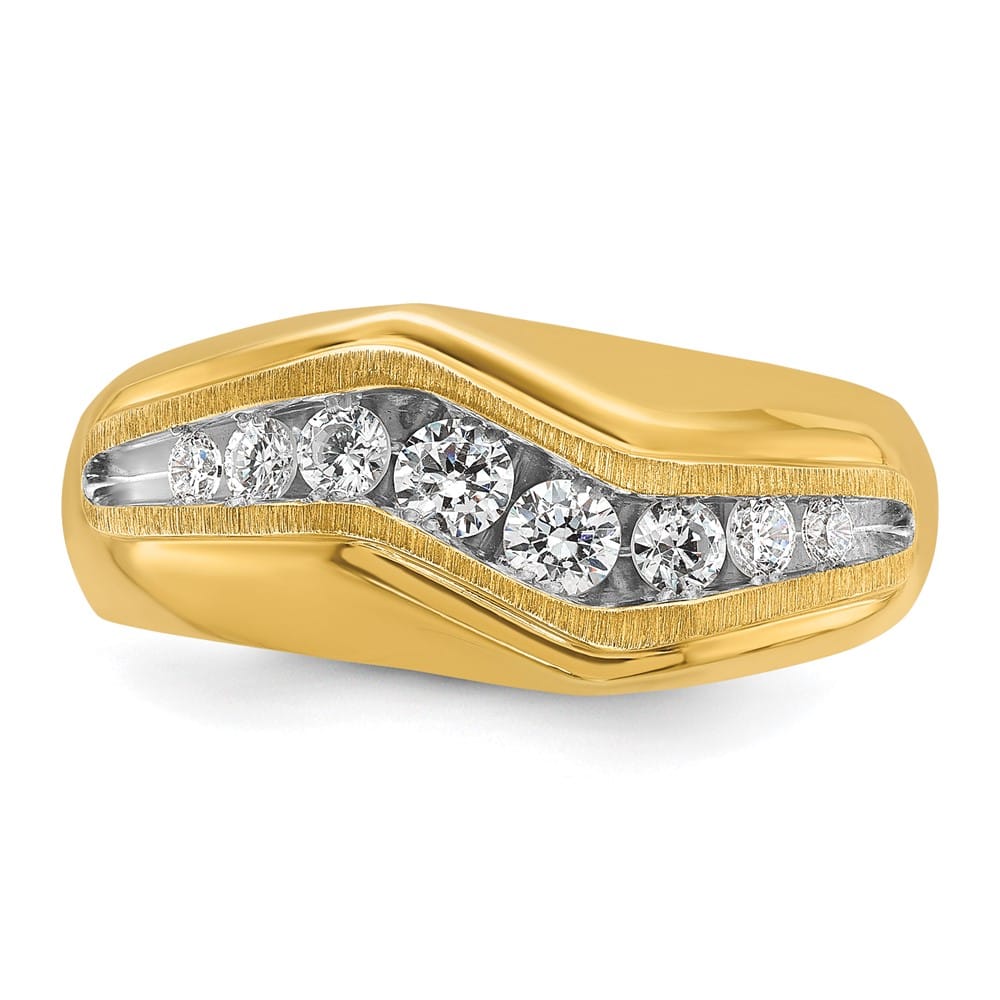14k Yellow Gold 9.45 g and Satin I1 Quality Diamond Men's Ring