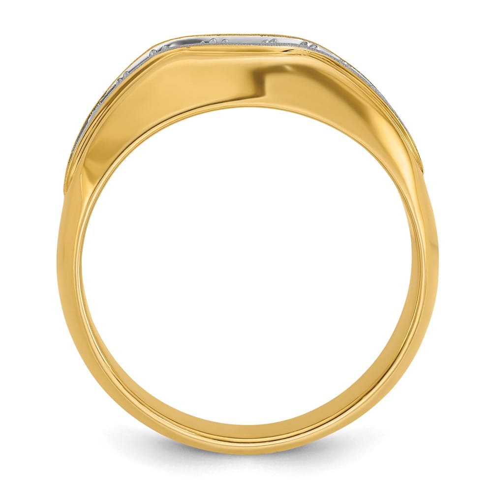 14k Yellow Gold 9.45 g and Satin I1 Quality Diamond Men's Ring