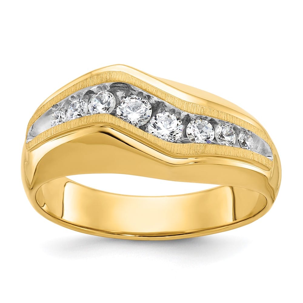 14k Yellow Gold 9.45 g and Satin I1 Quality Diamond Men's Ring