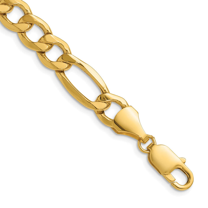 14K Yellow Gold 9.4mm Semi-Solid Figaro Bracelet