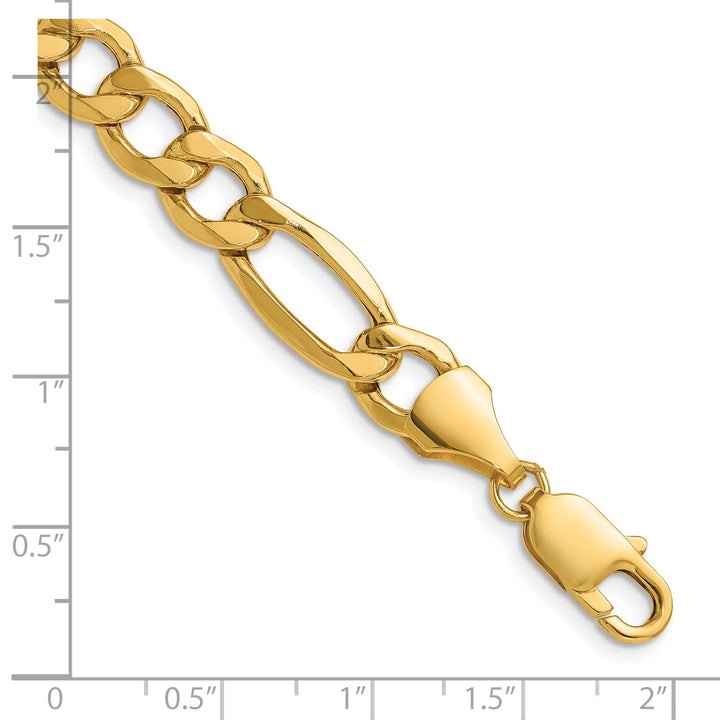 14K Yellow Gold 9.4mm Semi-Solid Figaro Bracelet