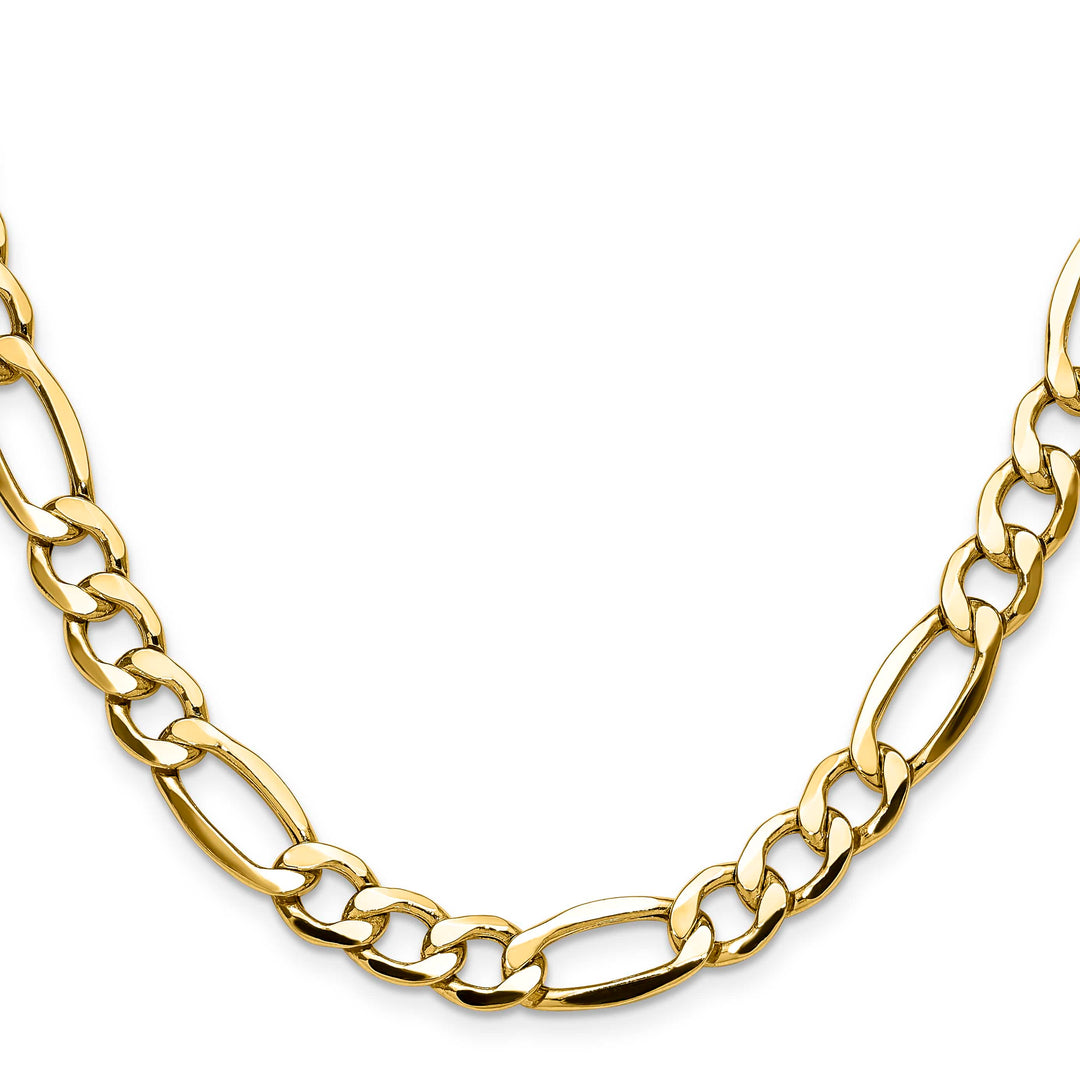 14K Yellow Gold 9.4mm Semi-Solid Figaro Chain
