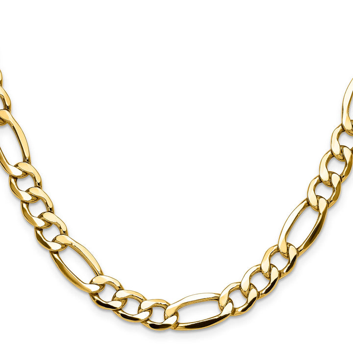 14K Yellow Gold 9.4mm Semi-Solid Figaro Chain
