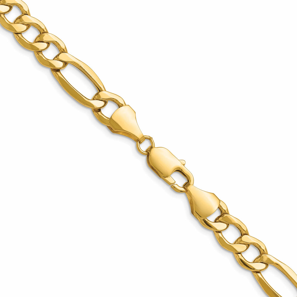 14K Yellow Gold 9.4mm Semi-Solid Figaro Chain