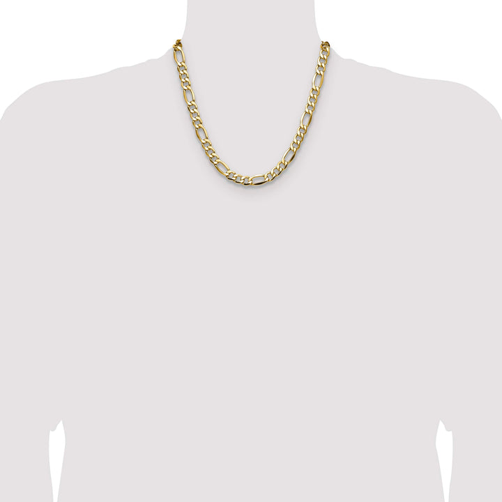 14K Yellow Gold 9.4mm Semi-Solid Figaro Chain