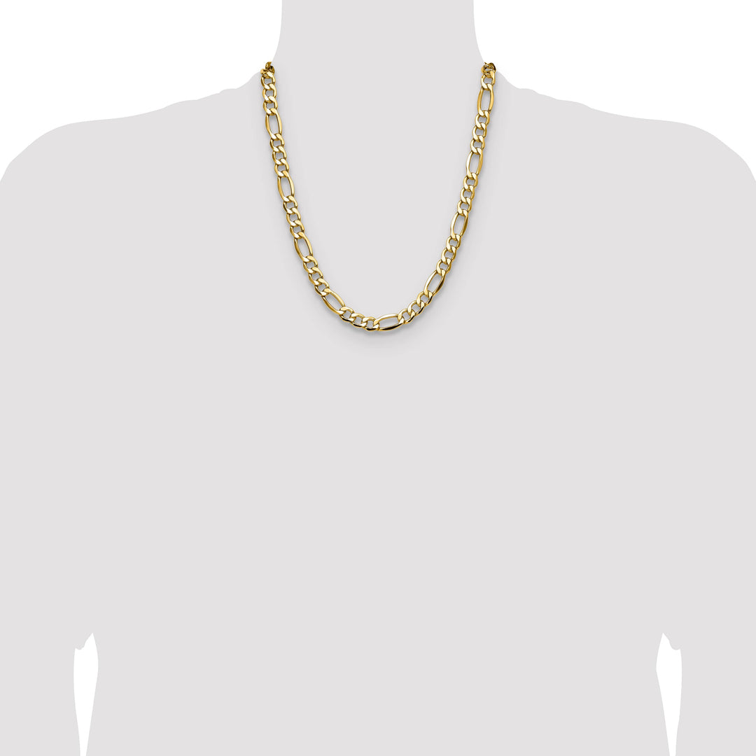 14K Yellow Gold 9.4mm Semi-Solid Figaro Chain