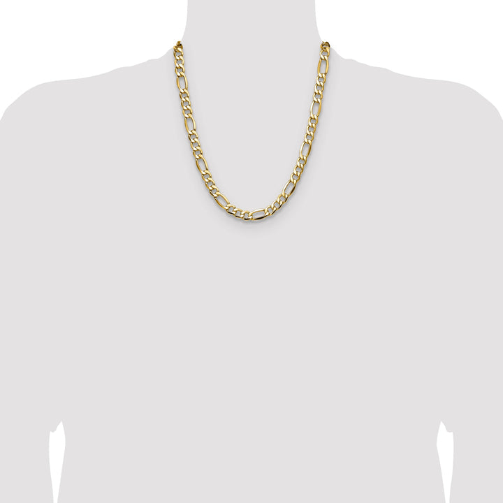 14K Yellow Gold 9.4mm Semi-Solid Figaro Chain