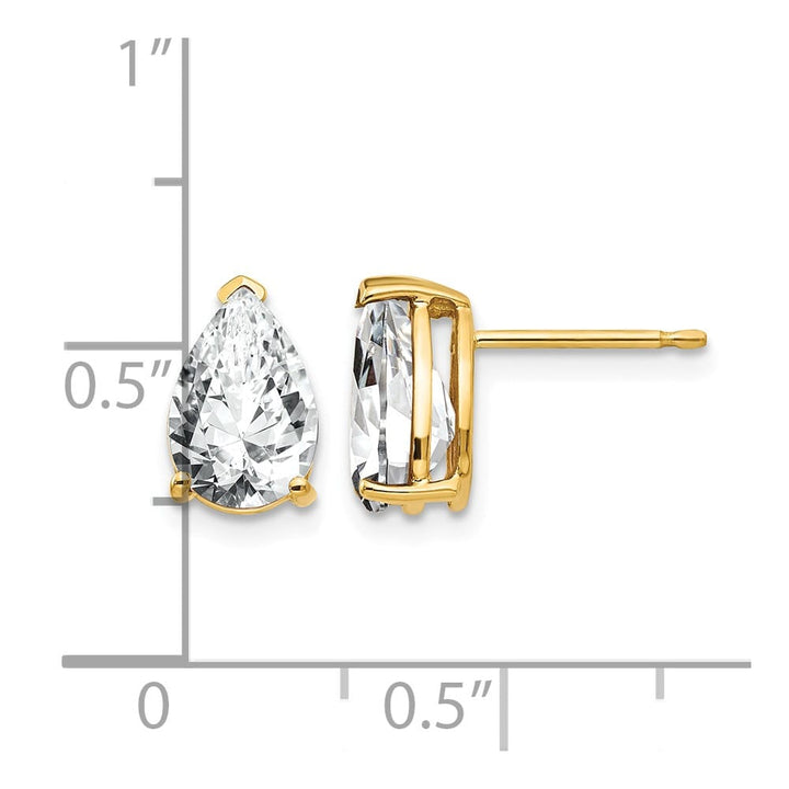14K Yellow Gold 9x6mm Pear Cubic Zirconia Post Earrings, view 4 of 4