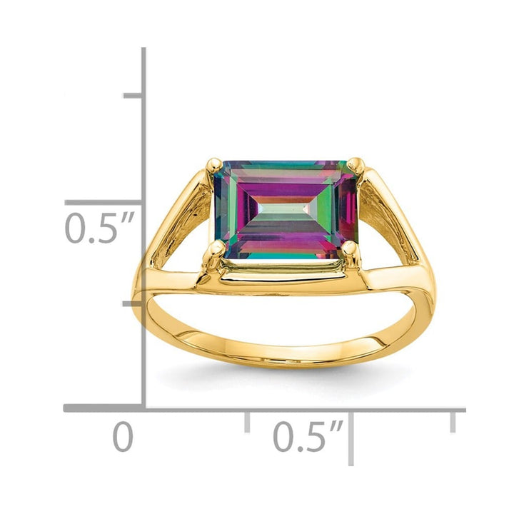14k Yellow Gold 9x7 mm Emerald-cut Mystic Fire Topaz East-West Ring