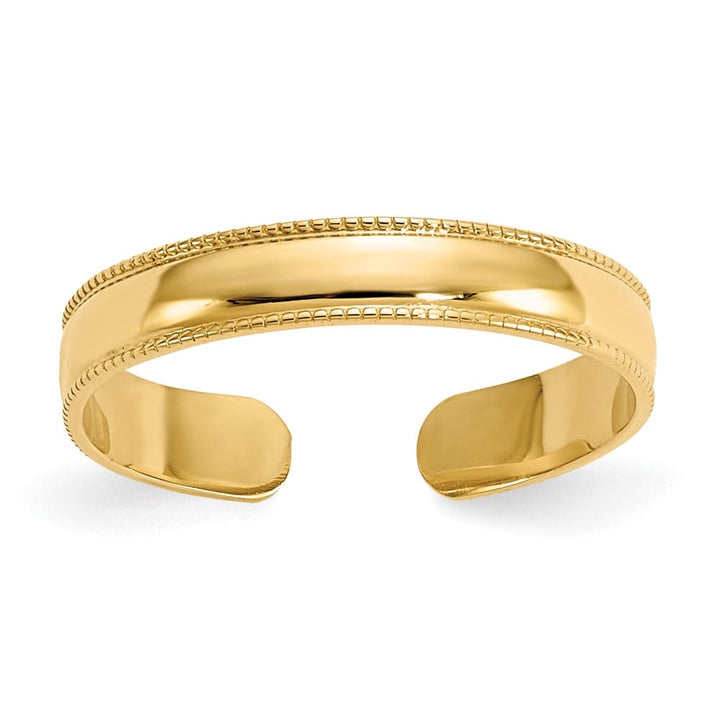 14k Yellow Gold Adjustable 3mm Milgrain Band Toe Ring