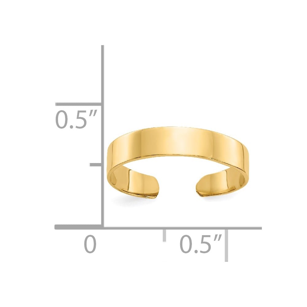 14k Yellow Gold Adjustable Polished 3mm Band Toe Ring