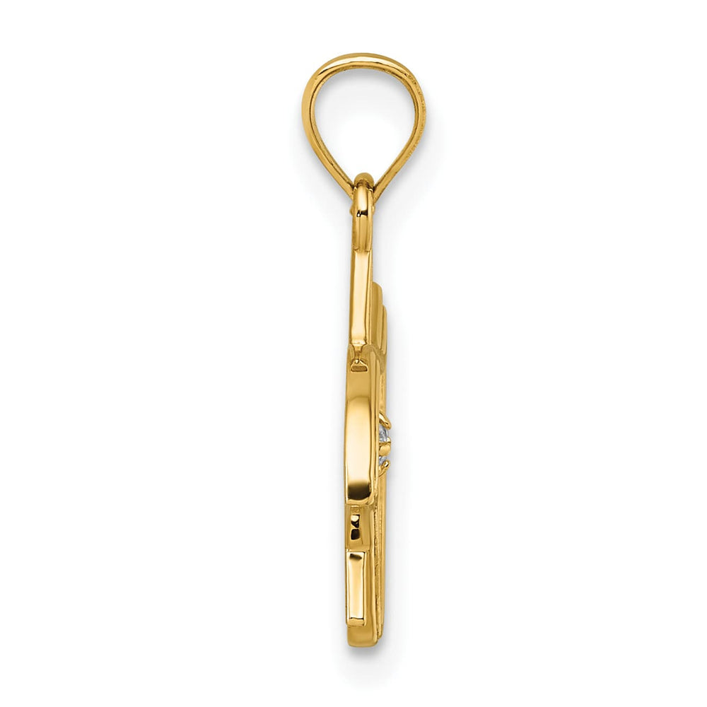 14K Yellow Gold and CZ Bird and Triangle Star of David Pendant