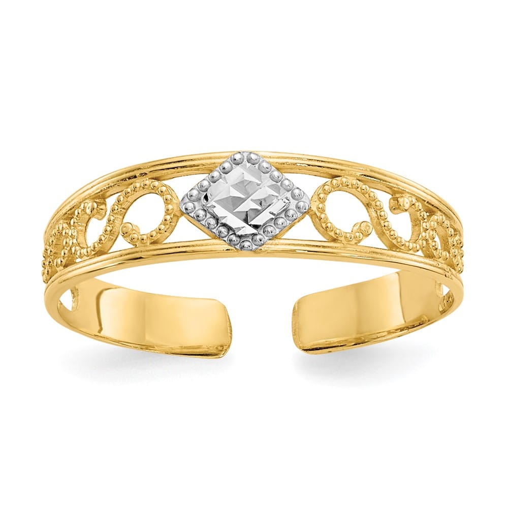14k Yellow Gold and White D.C. Toe Ring