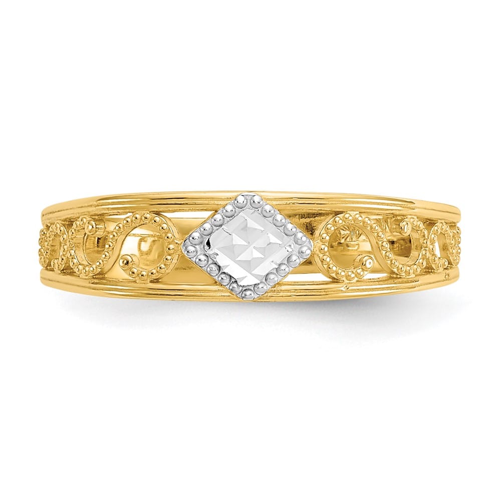 14k Yellow Gold and White D.C. Toe Ring
